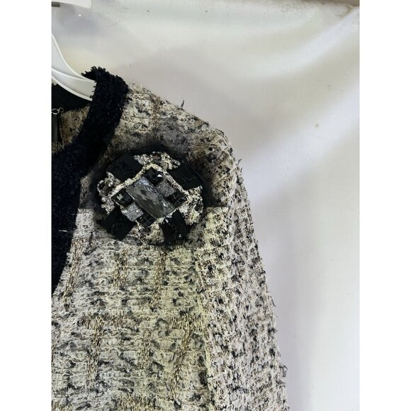 St. John Couture Tweed Ruffled Hem Blazer Jacket Floral Applique - Picture 5 of 8